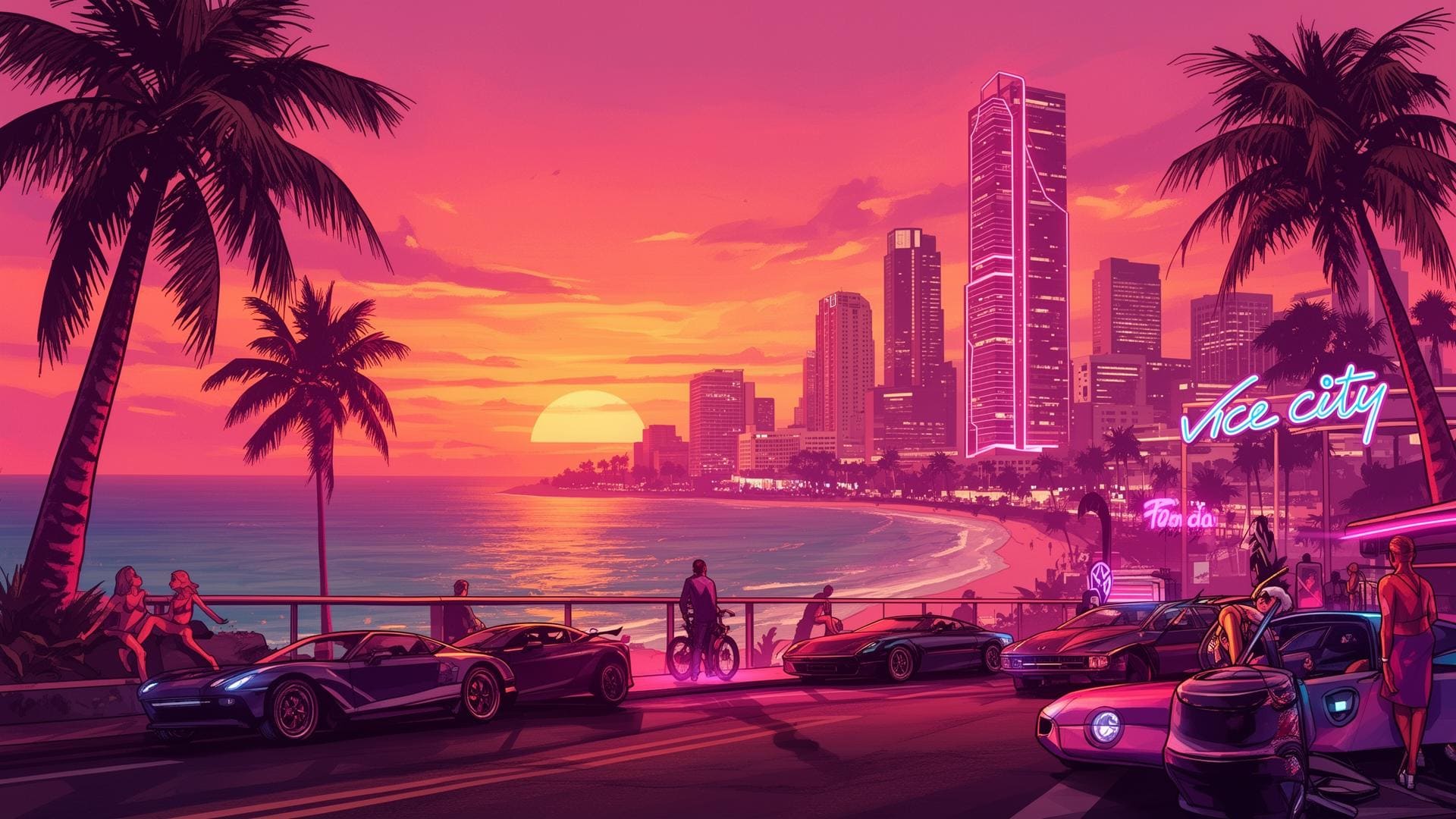 Vista panorámica de Vice City al atardecer: GTA 6