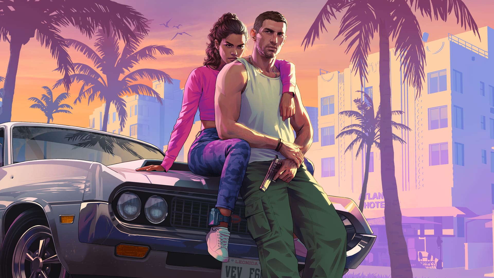 Jason Duval and Lucia Caminos in GTA 6, official Rockstar Games artwork