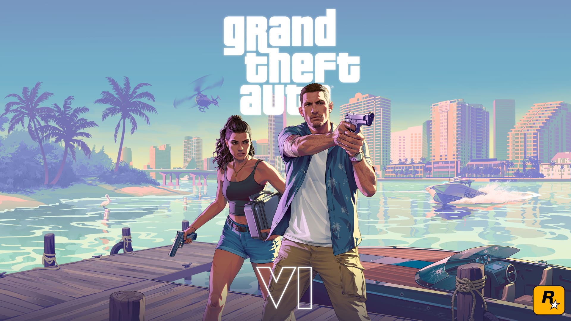 Jason Duval y Lucia Caminos en GTA 6, arte oficial de Rockstar Games